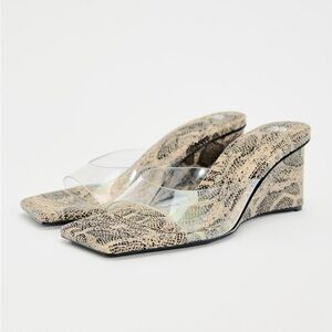Zara Animal Print Wedge Sandals US 7.5